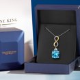 thumbnail image 5 of 925 Silver and 10K Yellow Gold Swiss Blue Topaz and Moissanite and Lab Grown Diamond Pendant Necklace for Women | 8.53 Cttw | Gemstone November Birthstone | Cushion 12MM | With 18 inch Chain, 5 of 6