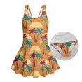 thumbnail image 6 of Tutolipy One Piece Swimsuits, Retro Palm Tree Print Girls One Piece Swimsuit, Skirt Swim Dress Girls Swimsuits with Skirts for Swim Lessons Size 12-13 Years, 6 of 8