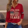 thumbnail image 2 of American Flag 250 Years Anniversary Women's 3/4 Sleeve V Neck Henley T Shirt 1776-2026 Button Down Patriotic Shirts, 2 of 3