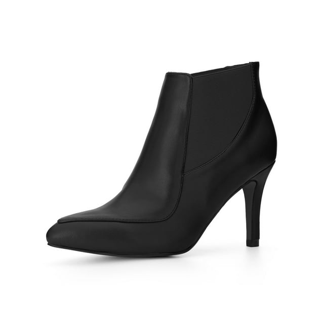 Unique Bargains Women's Pointed Toe Stiletto Heel Chelsea Boots