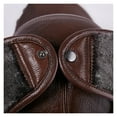 thumbnail image 3 of Winter Bomber Hat Men Russian Brown Leather Ushanka Cap With Ear Flaps Fu-r Warm Genuine Cow Leather Baseball Cap ,Comfortable to Wear, 3 of 5