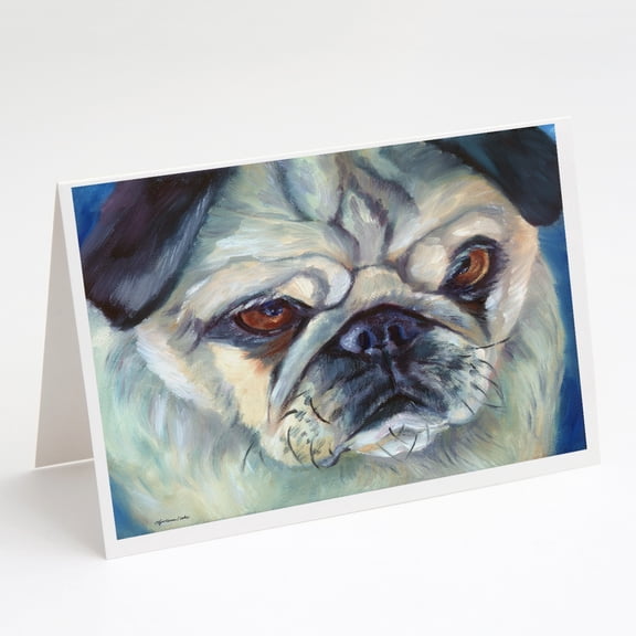 Pug in Thought Greeting Cards and Envelopes Pack of 8