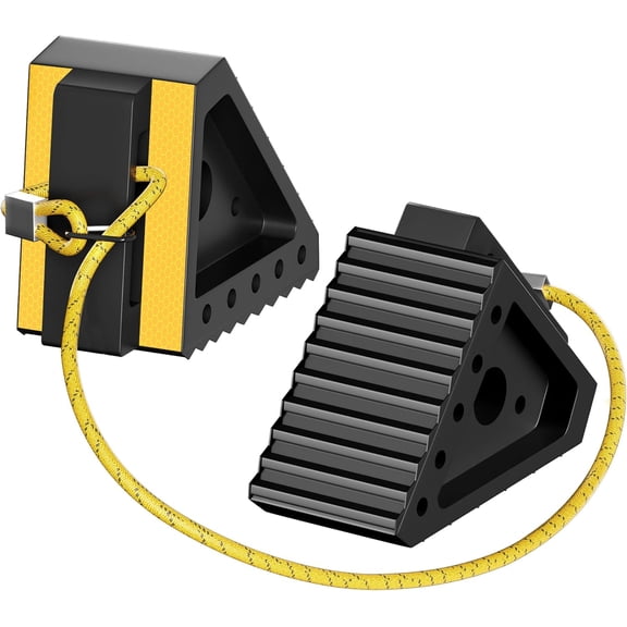 MRY 2 Pack Heavy Duty Wheel Chocks with 39" Rope, Rubber Wheel Chocks for Trailers, RV, Cars, Trucks, and ATV
