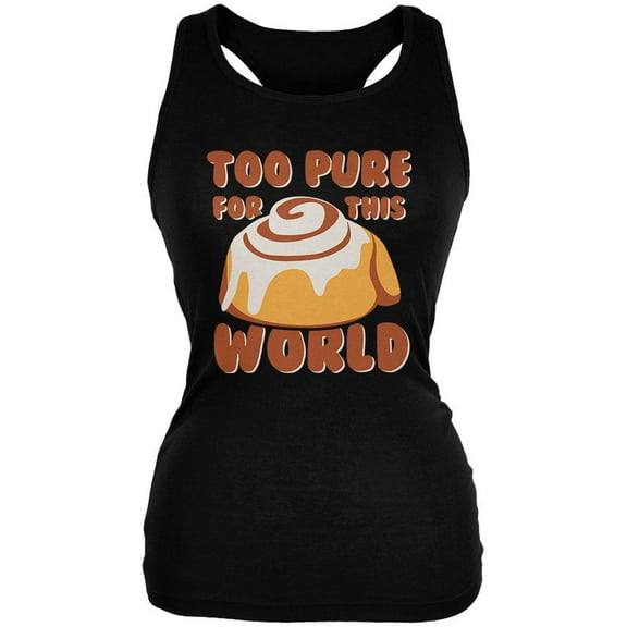 Cinnamon Bun Roll Too Pure for this World Juniors Soft Tank Top Black X-LG