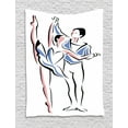 thumbnail image 1 of Ballet Tapestry, Man Woman Dancers Performing Together Classic Stage Theatrical Sketch, Wall Hanging for Bedroom Living Room Dorm Decor, 60W X 80L Inches, Violet Blue Coral White, by Ambesonne, 1 of 2