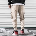 thumbnail image 6 of safuny Casual Pants for Men Comfy Lounge Casual Elastic Waist Solid Color Fashion Fall Spring Trousers Soft Loose Daily Full Length Pants with Pocket Khaki XXL, 6 of 9