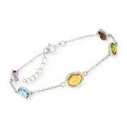 Ross-Simons 5.50 ct. t.w. Bezel-Set Multi-Gem Station Bracelet in Sterling Silver