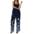 thumbnail image 4 of Qiylii Boho Floral Printed Overalls for Women Wide Leg Pants Jumpsuits Casual Suspender Bodysuits Romper with Pockets, 4 of 9