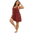 thumbnail image 3 of DARING DIVA Women's Plus Elegant V Neck Chemise Nightgown 4X Wine Red, 3 of 6