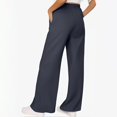 thumbnail image 5 of Women's Drawstring High Waist Pants Straight Leg Casual Trousers with Pocket for Loungewear and Travel Summer Palazzo Pants Flowy Beach Lounge Pants with Pockets, 5 of 6