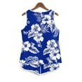 thumbnail image 4 of Fmbrln Womens Summer 2 Piece Sets Casual Floral Print Crew Neck Sleeveless Tank Tops and Drawstring Elastic Waist Shorts Sets Lounge Sets Blue S, 4 of 5