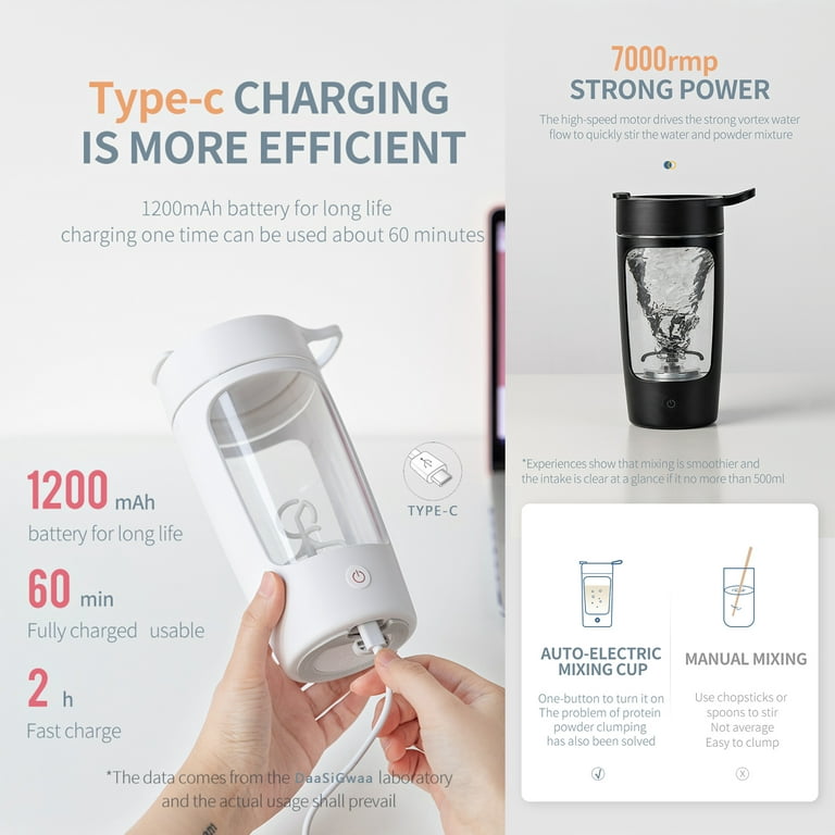 Daasigwaa Electric Shaker Bottle – 22oz Rechargeable Self Stirring Cup |  Bpa Free | Tritan | For Protein, Vortex Portable Mixer, Powerful Battery