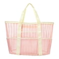 thumbnail image 2 of Bolso de malla tipo hobo para la playa, bolso tote a rayas para la compra, viajes, picnic, oficina o gimnasio. Rosa beige, 2 of 9