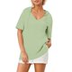 thumbnail image 1 of Sudadera con capucha de manga corta de punto de verano de color liso para mujer: cuello en V, capucha con cordón y tejido ligero para uso informal., 1 of 6