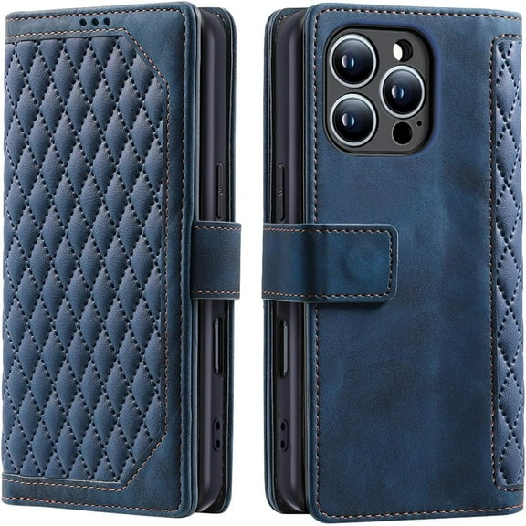 KOMI for iPhone 16 Pro Wallet Case, [with Credit Card Slots & Kickstand] PU Leather 16Pro Phone Case Women Men Card Holder Flip Folio Cover for Apple iPhone 16 Pro Blue