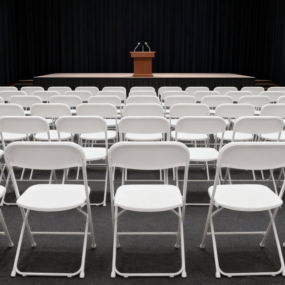 10 Pack White Plastic Folding Chairs, Heavy-Duty Steel Frame, Portable Stackable Foldable Chairs with Non-Slip Feet – Commercial Indoor/Outdoor Seating for Events, Weddings, Office, Parties