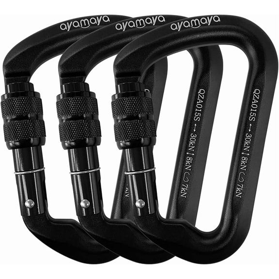2WIN2BUY 30kn Climbing Carabiner Aluminum Locking Carabiner D Shape Screwgate Carabiner Hook Screw Gate Lock Caribiner Clips Sport Tools-3PACK
