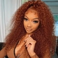thumbnail image 4 of Ginger Orange Kinky Curly Glueless Soft 180% Density  Synthetic Hair Lace Front Wig | 26 Inch Long Preplucked Baby Hair & Heat Resistant | Glueless Daily Wig for Women), 4 of 4