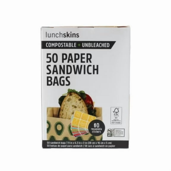 Lunchskins Non Wax   UnBleach Sandwich Bags Avocado - 50ct