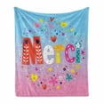thumbnail image 1 of French Soft Flannel Fleece Blanket, Parisienne French Design Merci Thank You Gratitude Words with Hearts Flowers Print, Cozy Plush for Indoor and Outdoor Use, 70" x 90", Multicolor, by Ambesonne, 1 of 6