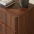 thumbnail image 6 of EHANCIS Walnut Mid Century Modern Nightstand, 3 Drawer Fluted Wooden Bedside Table with Metal Handles, Storage Side Cabinet for Bedroom Living Room Hallway, 6 of 7