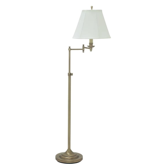 House Of Troy CL200-AB Club Collection Portable Floor Lamp, Antique Brass with Off White Soft Shade