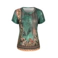 thumbnail image 3 of DYMADE Women Classic O-Neck Short Sleeve Floral Print Hollow Out T-Shirt, 3 of 7