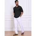 thumbnail image 2 of DARING DIVA Men's Striped Summer Short Sleeve Knitted See Through Shirts 2XL Black, 2 of 7