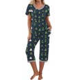 thumbnail image 1 of Puntoco Conjunto de pijama cómodo para mujer Conjunto de pijama y pantalón de manga corta con cuello en V para mujer Conjunto de pijama informal con bolsillos, 1 of 5