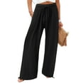 thumbnail image 1 of DYMADE Women Casual Drawstring Cotton Linen Thin Hippie Beach Pants, 1 of 6