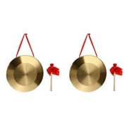 2 Pieces Gong Kids Outdoor Playset Opera Gongs Percussion Instrument Desk Feng Shui Brass Small Child