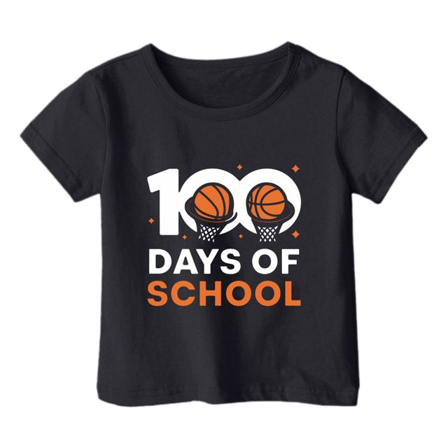 PMVFHDE T-Shirt pour Filles T-Shirts Graphiques Hauts d'Été Basiques pour Fille Tunique T-Shirt pour Fille Garçon et Fille Mode Décontractée Imprimé Col Rond Manches Courtes T-Shirt Noir, 8-9 Ans