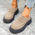 thumbnail image 5 of Fall Winter Women Chunky Platform Loafers, Faux Suede Buckle Slip‑On Shoes, Lug Sole Casual Shoes, 5 of 8