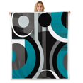 thumbnail image 1 of Erosebridal Abstract Striped Sherpa Blanket, Modern Geometric Fuzzy Blanket Throw, Circle Swirl Decor, 90x90, 1 of 6