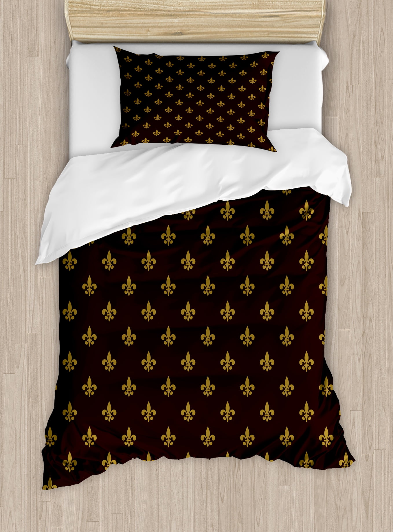 Redwood Gold Fleur De Lis Twin Duvet Cover Set