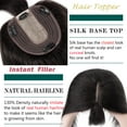 thumbnail image 3 of S-noilite 130% Density Human Hair Toppers with Bangs Hand Tied Silk Base Clip In Topper Top Hair Pieces For Women with Thinning Hair/Hair Loss Cover Gray Hair 16Inch 50g-Natural Black C80, 3 of 3