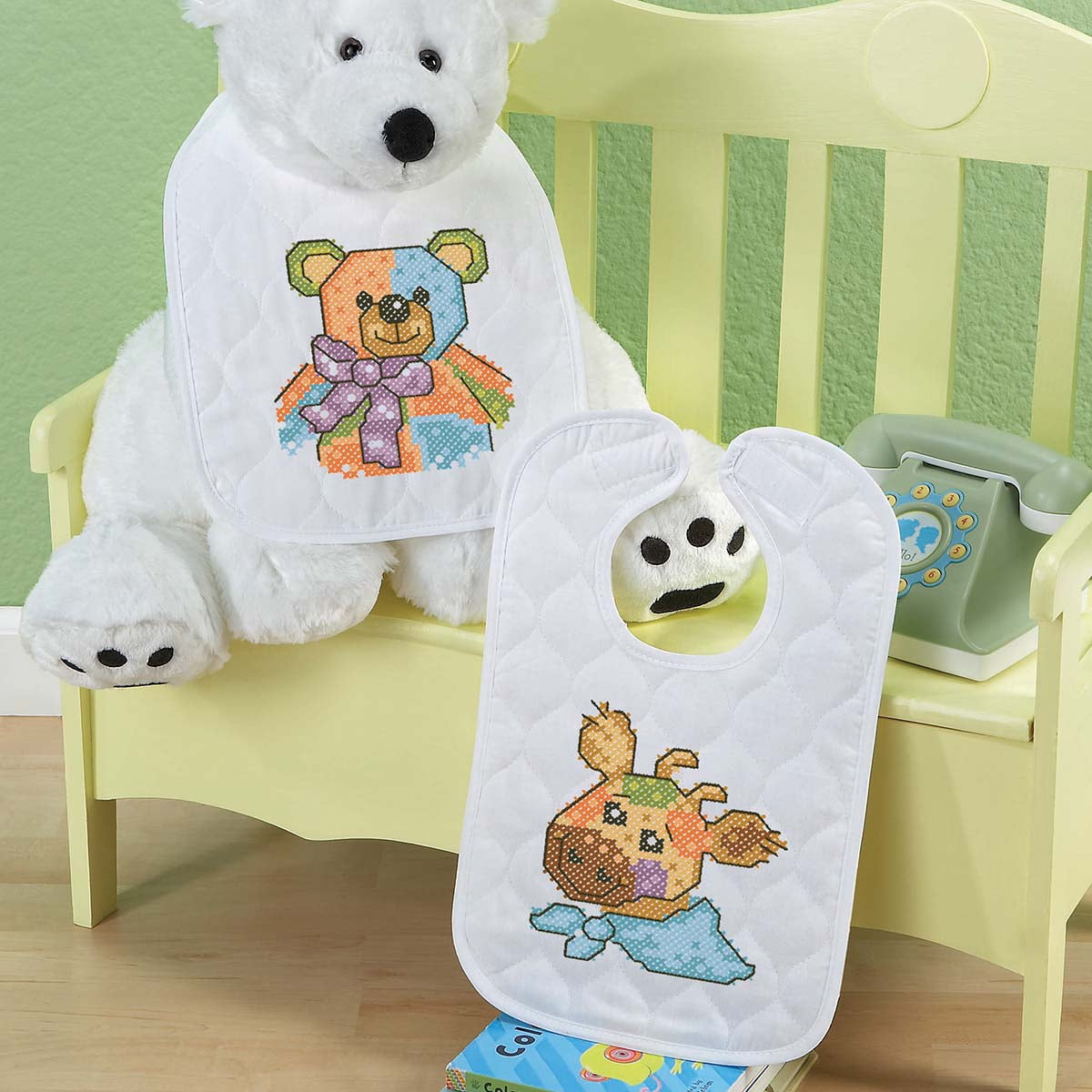 Herrschners® Jungle Patchwork Baby Bibs Stamped CrossStitch Walmart