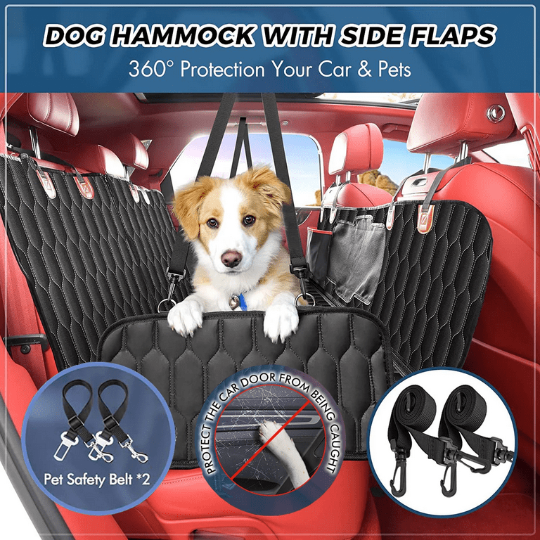 OKMEE 6-in-1 Dog Car Seat Cover for Back Seat, 100% Waterproof Car Hammock  for Dogs, Scratchproof Nonslip Car Pet Seat Cover, Mesh Visual Window Car  Seat Protector for Pet with Belt for