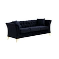 thumbnail image 4 of Velvet 3 Seater Sofa, Modern Chesterfield Sofa with Scroll Arms and Gold Metal Legs, Upholstered Accent Sofa with Tufted Back Couches, Comfy Arm Sofa for Living Room, Office, Apartment, Black, 4 of 7