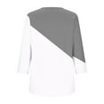thumbnail image 4 of UAMVSH Women Shirts Casual 3/4 Sleeve Crew Neck Blouses Trendy Pleated Front Printed Dressy Tunic Tops with Curved Hem(Medium,Gray 1), 4 of 5