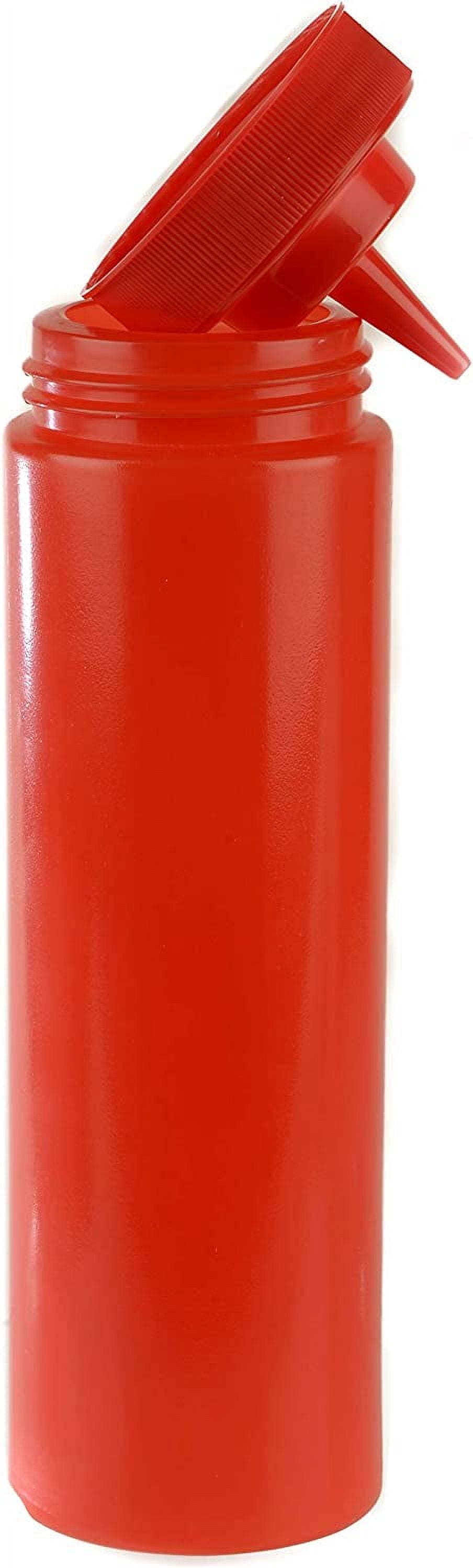 [24 PACK] 24 Oz Red Plastic Condiment Squeeze Bottles Squirt Bottle for Sauces, Dressing, Arts and Crafts, Ketchup, Mustard, Oil, BBQ - Clear Reusable Plastic Containers, BPA Free, Dishwasher Safe