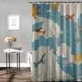 thumbnail image 2 of Aircraft shower curtain, hot air balloon cloud shower curtain, mountain printed fabric waterproof fabric bathroom decoration, various specifications (including hooks), 2 of 7