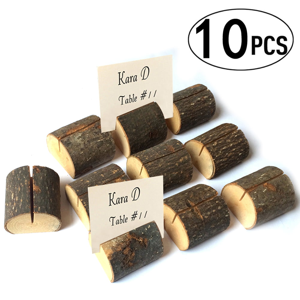 Wood Table Number Stand Wedding Centerpieces Photo Holder Card Note Clips 10 PCS 