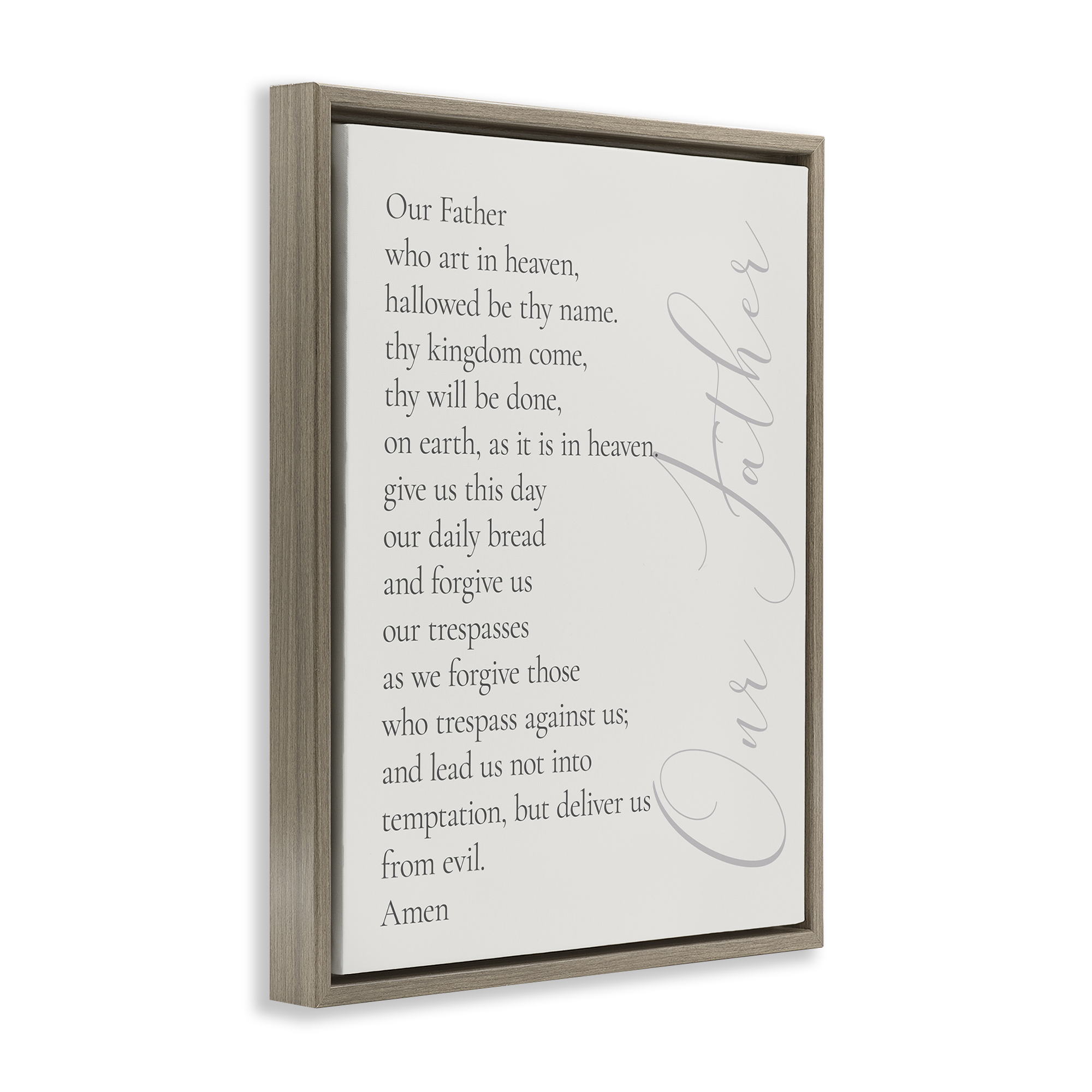 Stupell Industries Our Father Prayer Religious Painting Brown Floater Framed Art Print Wall Art, 17 x 21