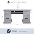 thumbnail image 5 of BELLEZE Rhudi 62" Executive Desk, Stone Grey, 5 of 7