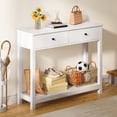 thumbnail image 5 of Aiho Narrow Console Table with 3 Drawers, Wooden Entryway Table with Outlets & USB Ports, White Long Sofa Table for Living Room, Hallway, Foyer, 5 of 10