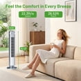 thumbnail image 4 of Atilioo Tower Fan with Remote, 35" Bladeless Standing Floor Fan with 5 Speeds, 64° Oscillation,12H Timer, Quiet Operation & Sleep Mode, Silver, 4 of 9