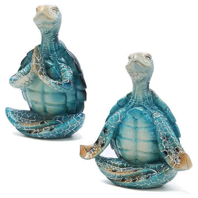 Sea Turtle Yoga Figurines Decorations, 2PCS Meditation Yoga Turtle Decor, Garden Meditating Yoga Turtle Figurine
