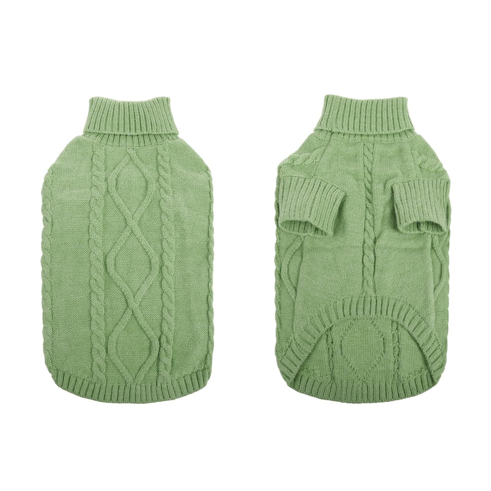 PayUSD Small Dog Pullover Sweater, Cold Weather Cable Knitwear, Classic Turtleneck Thick Warm Clothes for Chihuahua, Bulldog, Dachshund, Pug, Yorkie