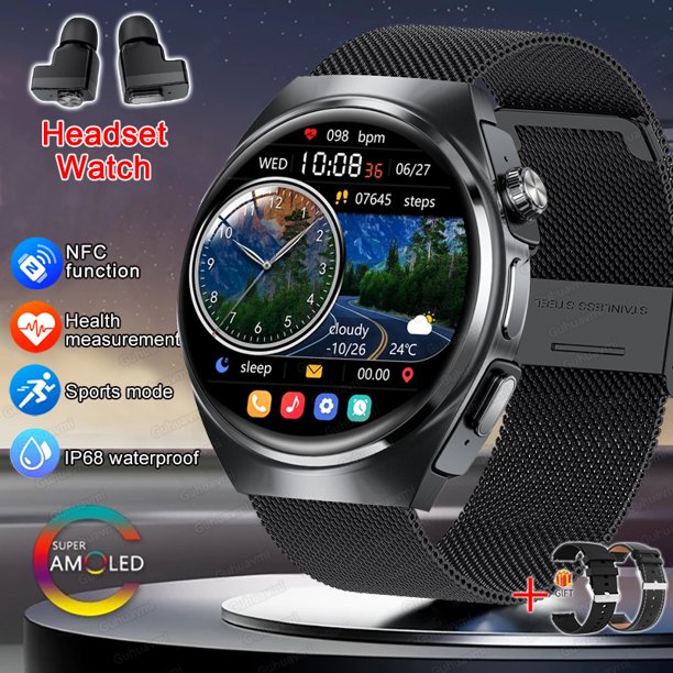 Reloj inteligente con seguimiento GPS para Huawei, Xiaomi, auriculares dos en uno, NFC, Bluetooth, llamada, Monitor de salud, Dial personalizado, deporte, música